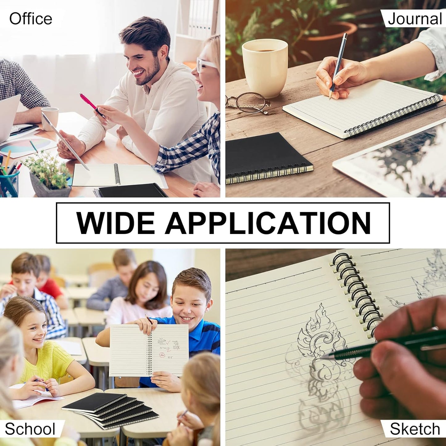 Yahenda Spiral Notebook Bulk A5 Journal Lined 8.3'' x 5.5'' Writing Composition Paper Small Notepad Subject Notebook for Students Office Business Back to School Supplies(Black Color,18 Pcs)