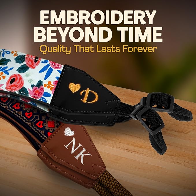 Art Tribute Custom Camera Strap White Flowers - Image 2