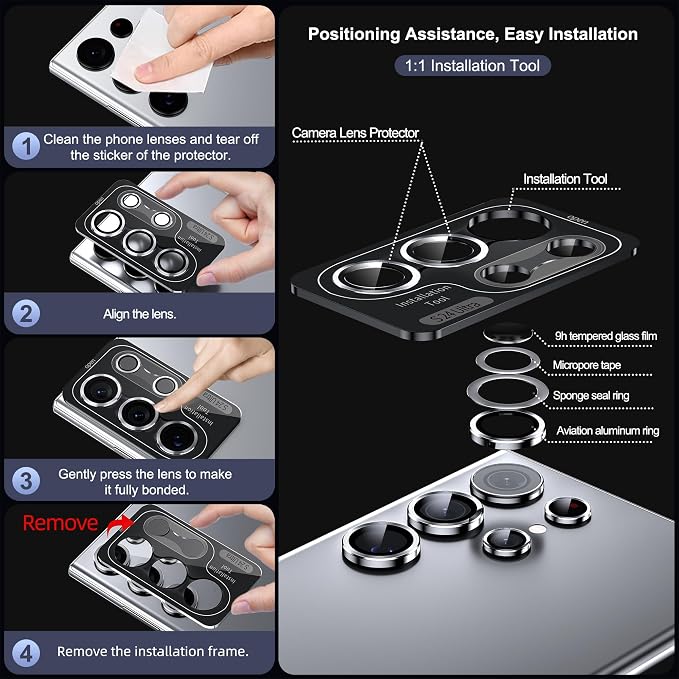 WSKEN for Samsung Galaxy S24 Ultra Camera Lens Protector, Ultra Thin Scratch - Image 6