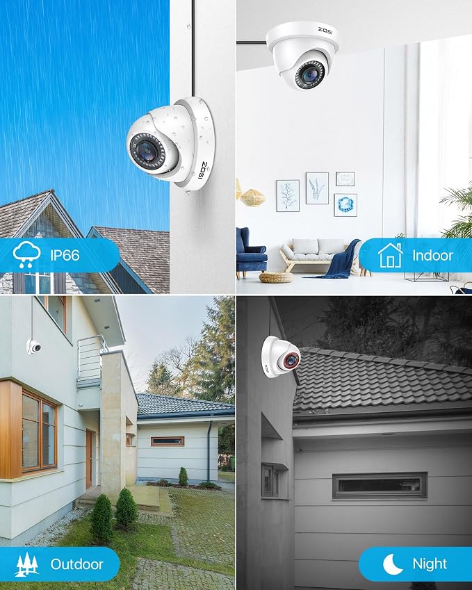 ZOSI 4Pack 2.0MP HD 1080P Security Cameras Kit, 80ft Night Vision, Indoor - Image 5
