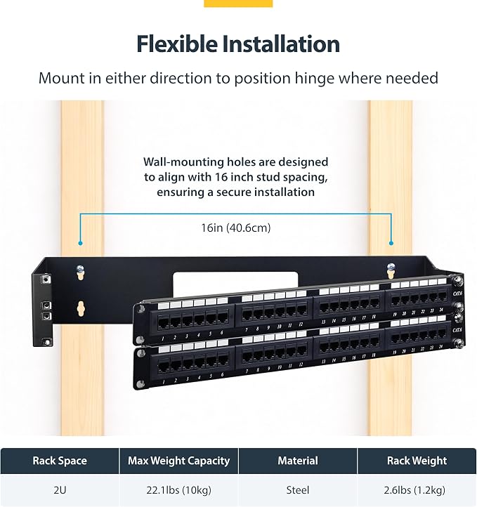 StarTech.com 2U Hinged Wall Mount Patch Panel Bracket - Image 4
