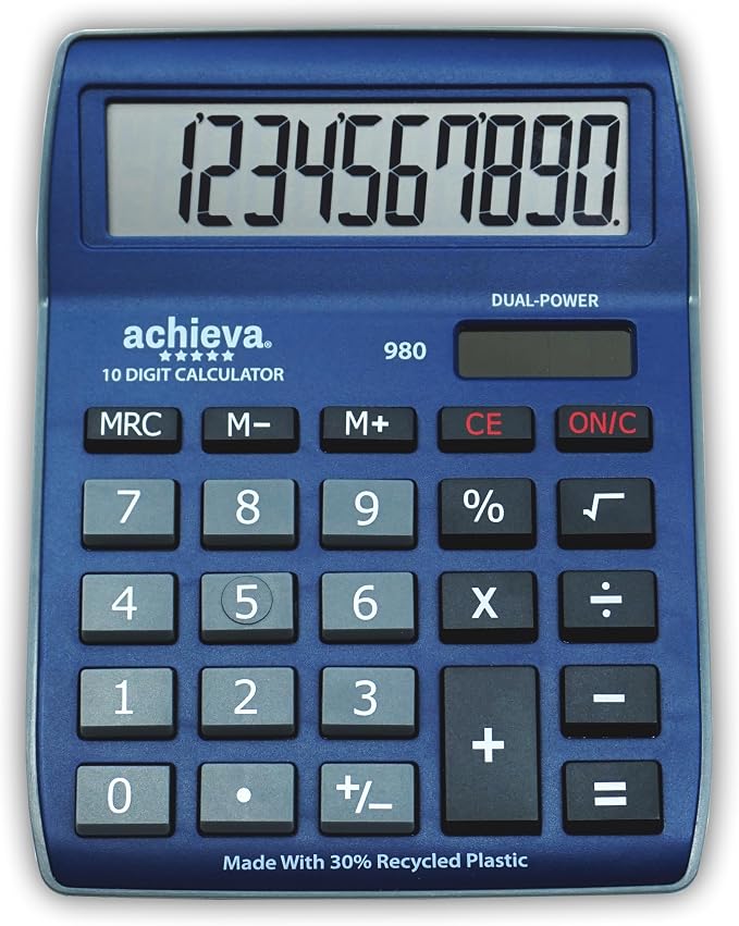 Achieva 10-Digit LCD Display Desktop Calculator | Blue by Achieva