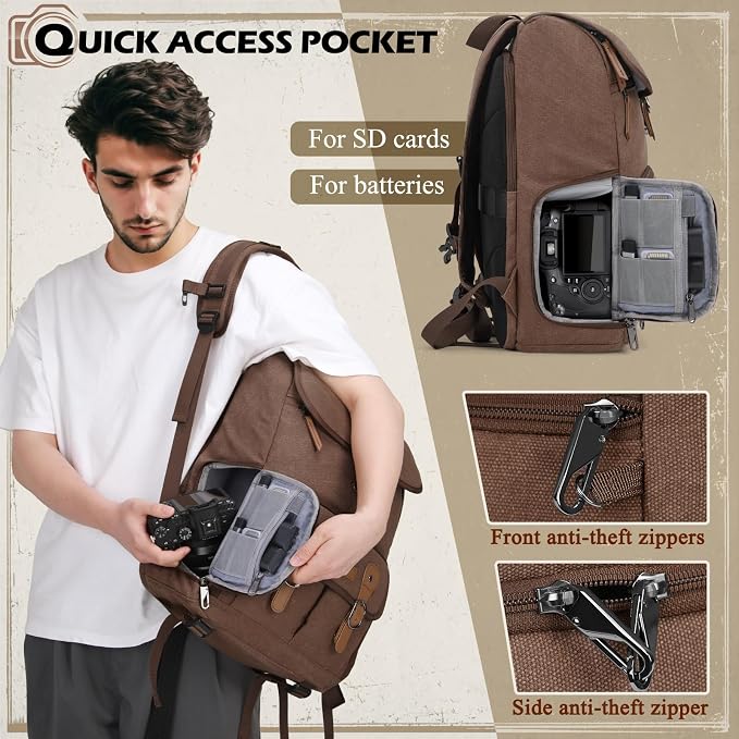 RAINSMORE Camera Bag Backpack for DSLR/SLR Mirrorless 15.6 Inch Laptop Camera - Image 5