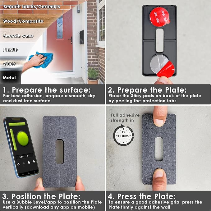 No-Drill Mount for Video Battery Doorbell Plus Sticky Mount Spacer Battery - Image 6