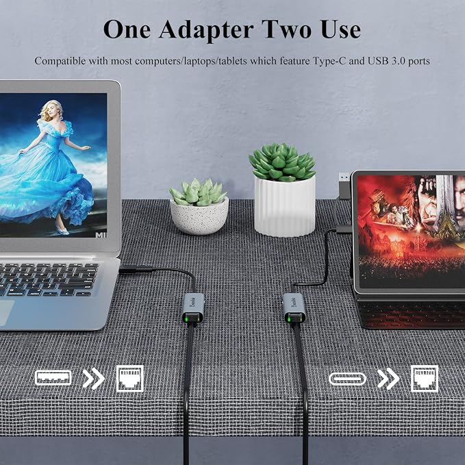 Wavlink USB C to Ethernet Adapter 2.5 Gbps, 2-in-1 USB to 2.5G Ethernet Adapter - Image 5