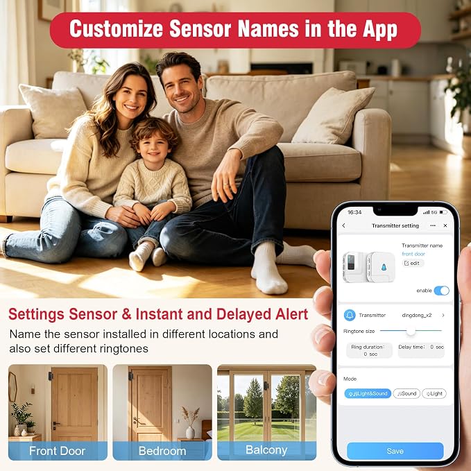 WiFi Door Chime, SanJie Door Sensor Alarm - Image 6