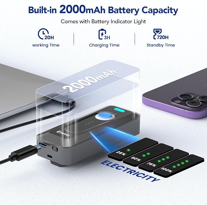 Eyoyo 2D Bluetooth Barcode Scanner: Portable QR Scanner - Image 4