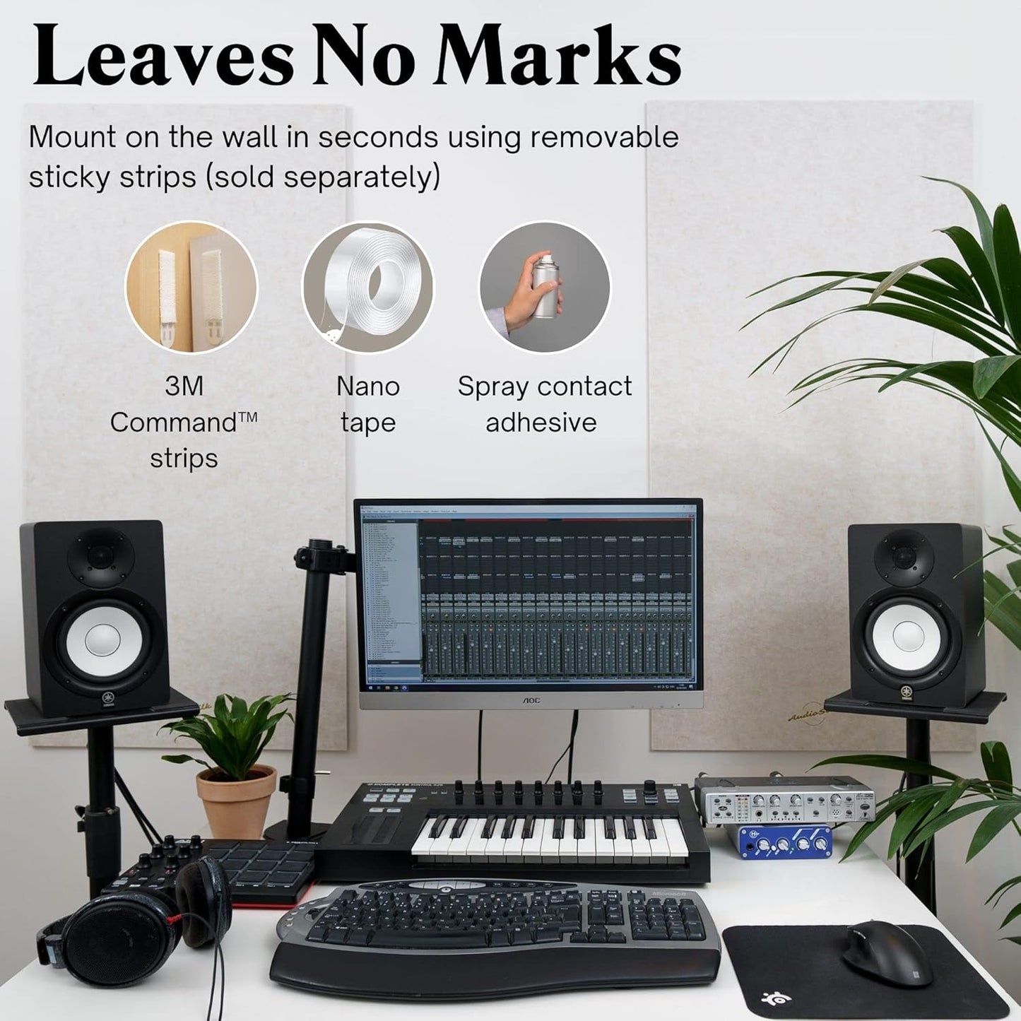 Acoustic Panel, Large, 46" x 23", Pale Blue