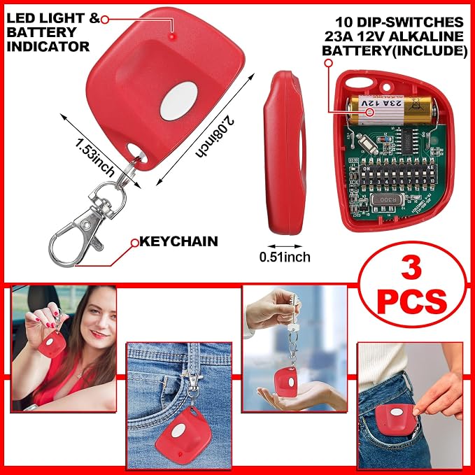Kingdder 3 Pieces Gate Opener Remote Compatible - Image 2
