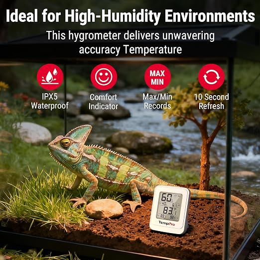 TempPro TP150 Greenhouse Thermometer Hygrometer, IPX5 High-Humidity Resistant - Image 3