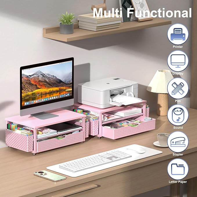 Spacrea Desk Organizer and Accessories, Computer Monitor Stand Riser - Image 5