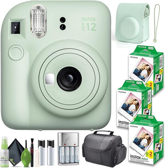 FUJIFILM INSTAX MINI 12 Film Camera Mint Green Bundle by FUJIFILM