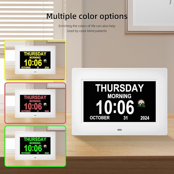 Dementia clock for seniors, 3 main interfaces, automatic dimming, digital - Image 5