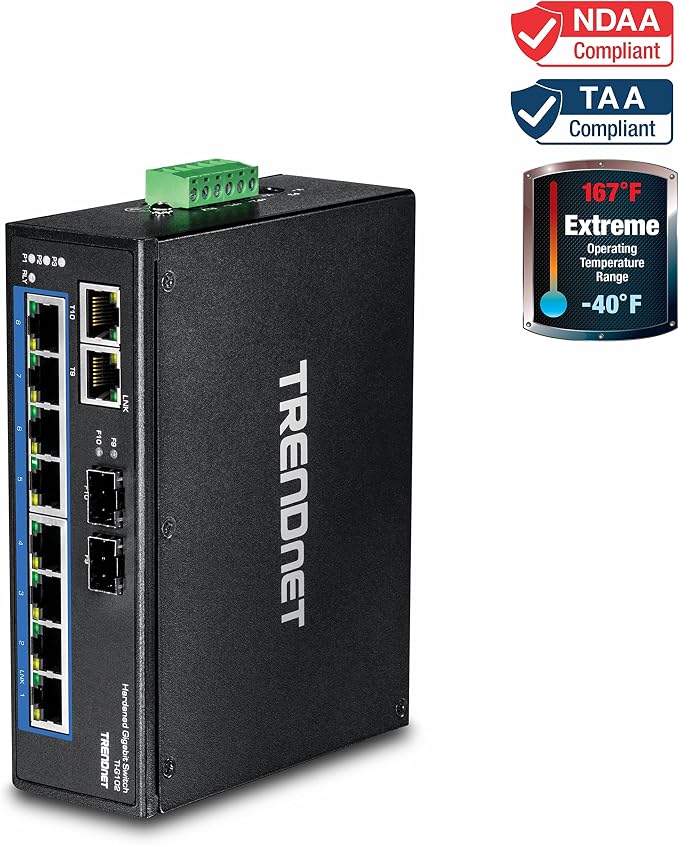 TRENDnet 10-Port Hardened Industrial Gigabit DIN-Rail Switch, 20Gbps Switching - Image 3