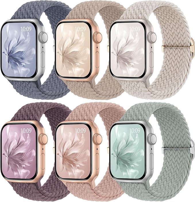 6 Pack Braided Stretchy Bands Compatible by KnossenWatchBand