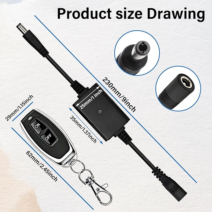 DC 3.6V-24V 5V Wireless Remote Control Switch 5.5 mm x 2.5 mm Plug 2 - Image 2