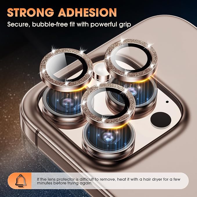 for iPhone 16 Pro/16 Pro Max Camera Lens Protector Bling Individual Metal - Image 4
