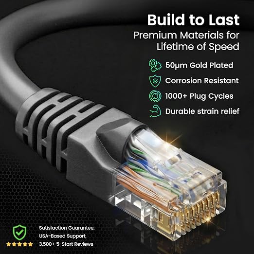 GEARit Cat 6 Ethernet Patch Cable 6 ft Black Cat6 Patch Cables 6ft - Image 8