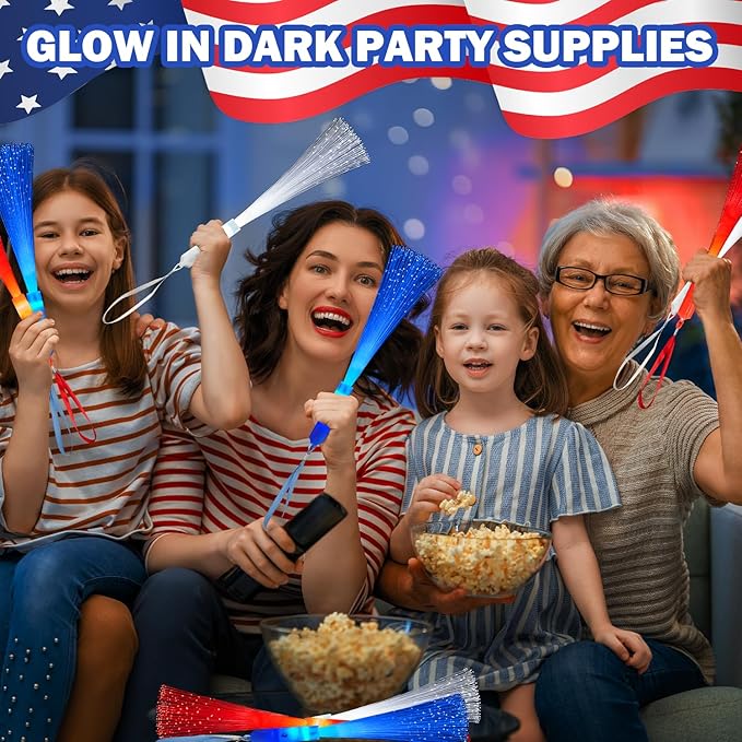 Patriotic Red White Blue Glow Sticks Party Favors Supplies - Image 4