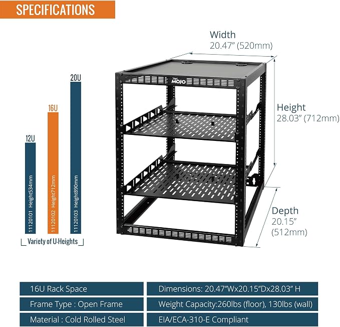 Tecmojo 16U Open Frame Network Rack - Image 2