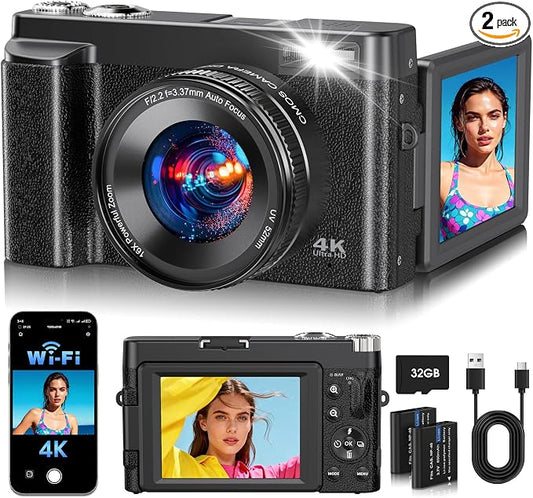 4K Digital Camera for Photography, 2026 Latest WiFi 64MP Vlogging Camera for by Unknown