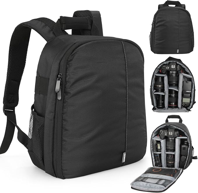 Camera Backpack Bag Small- Waterproof Professional DSLR Camera Bag Photography by Heliora