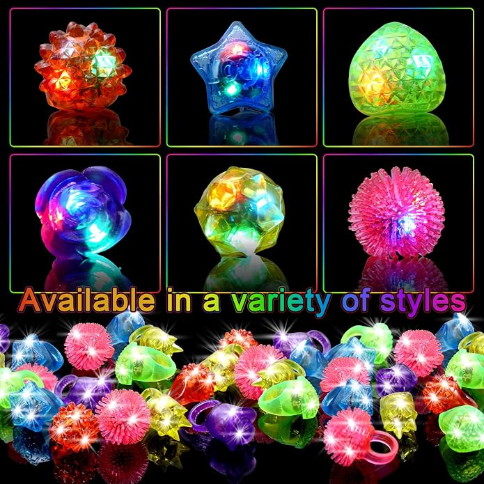 OLUPP Light Up Rings, Glow In The Dark Party Supplies, 6 Style Flashing Glow In - Image 7