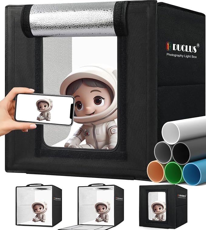 DUCLUS Light Box Photography, Portable Photo Studio Booth Box, 6 Backdrops by DUCLUS