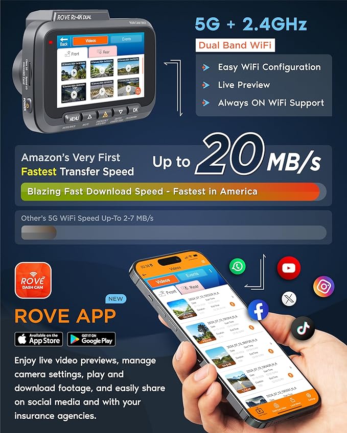 ROVE R2-4K DUAL Dash Cam Front and Rear, STARVIS 2 Sensor, FREE 128GB Card - Image 5