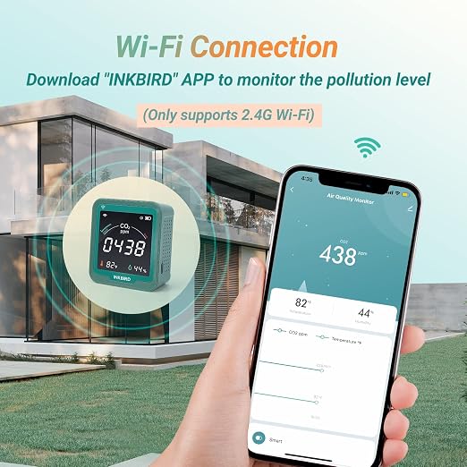 INKBIRD WiFi Air Quality Monitor Indoor Battery Powered | Smart NDIR Sensor and - Image 3