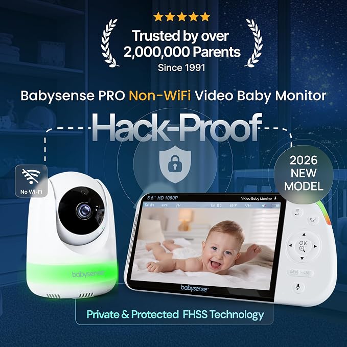 Babysense 5.5" Full-HD Split-Screen Baby Monitor, Video Baby Monitor - Image 2
