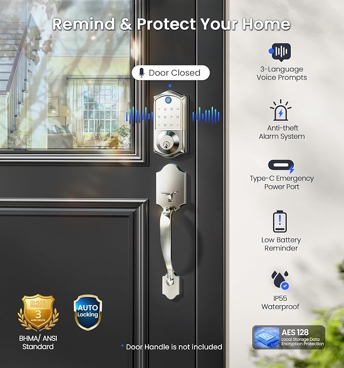 Veise VE017G Wi-Fi Keyless Entry Door Lock, App Remote & Voice Control - Image 7