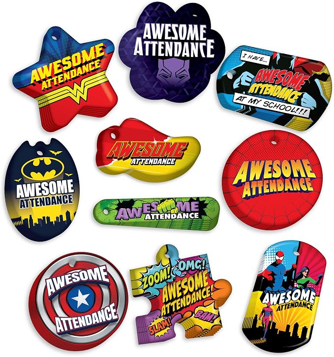 Brag Tags Awesome Attendance Heroes Value Pack to Improve Student School & by BragTags%C2%AE