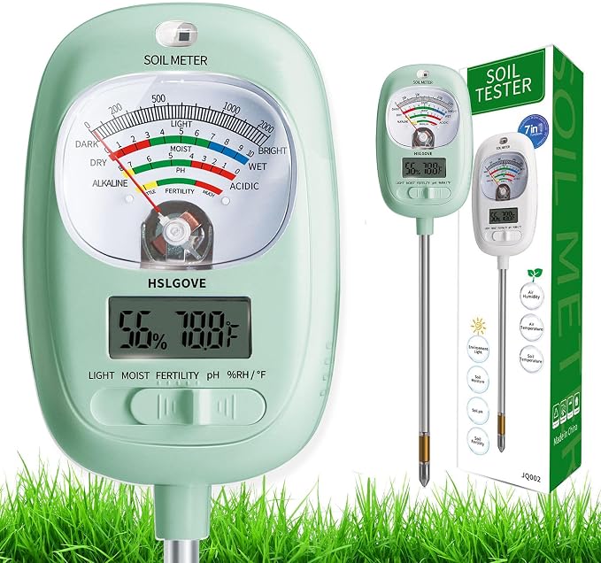 HSLGOVE Soil Test Kit, 7-in-One Soil Moisture Meter/Soil PH Meter/Fertility by HSLGOVE