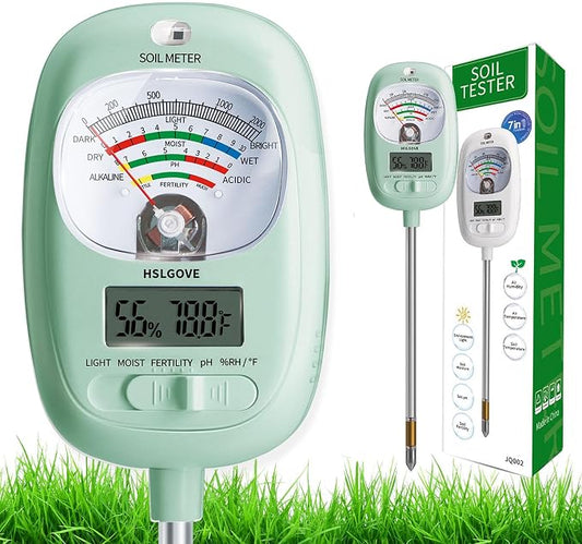 HSLGOVE Soil Test Kit, 7-in-One Soil Moisture Meter/Soil PH Meter/Fertility by HSLGOVE