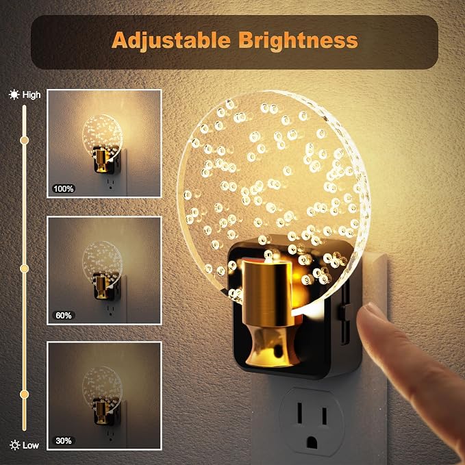 JandCase Night Light, Dimmable Night Lights Plug into Wall, Bubble Nightlight - Image 2