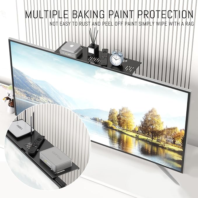 CABTE Adjustable Steel TV Top Shelf, Floating TV Stand, Universal Monitor Shelf - Image 3