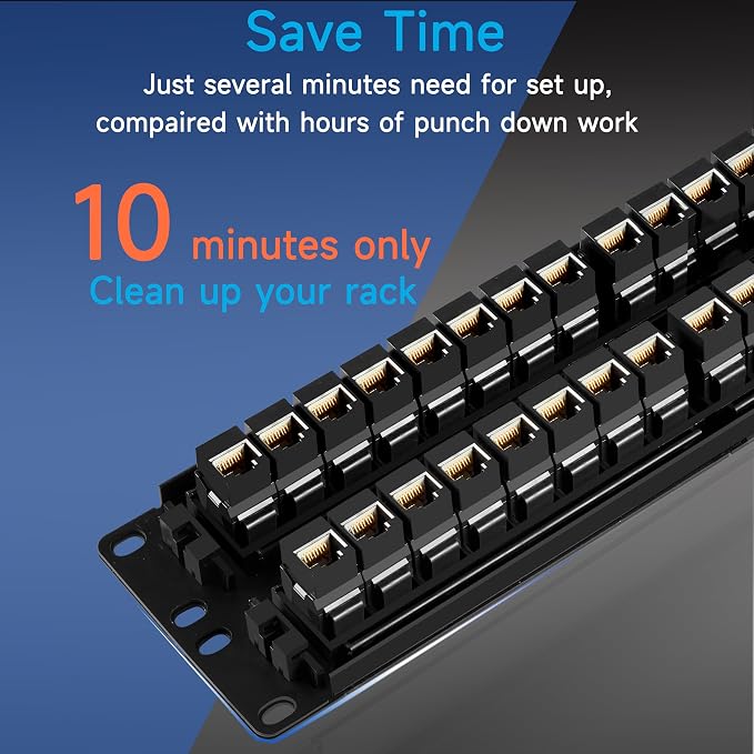 48 Port RJ45 Cat6 Patch Panel, 19 Inch, Easy Install & Repair, Rack Mountable - Image 4