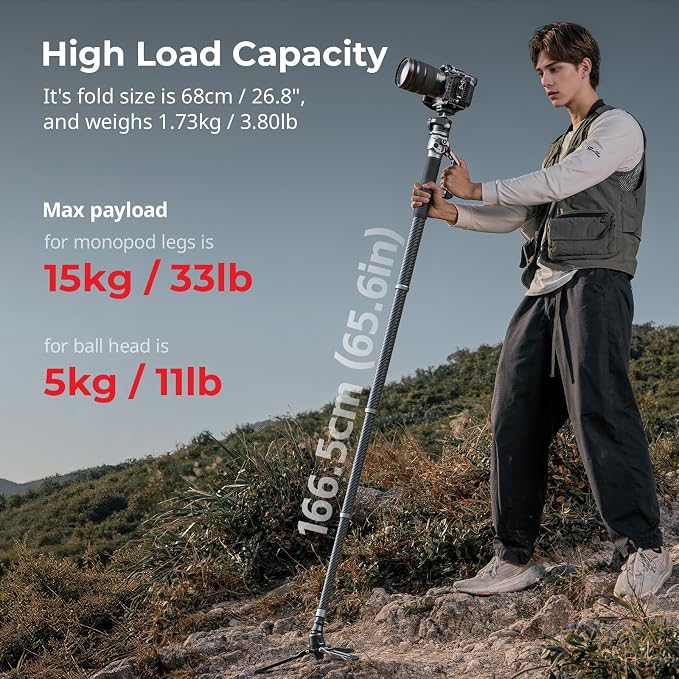 SmallRig 166.5cm / 65.6" Carbon Fiber Monopod - Image 4