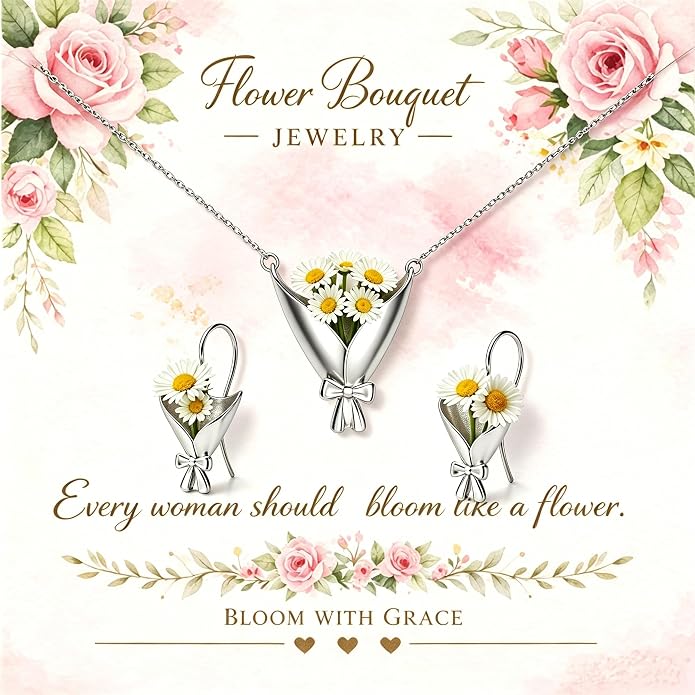 Wearable Flower Vase Necklace for Women, DIY Flower Bouquet Pendant Floral by Seeyozz