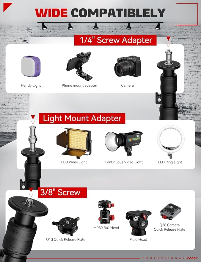IFOOTAGE RB-A400 Round Base Light Stand Monopod, Live Streaming, Payload 22LBS - Image 6