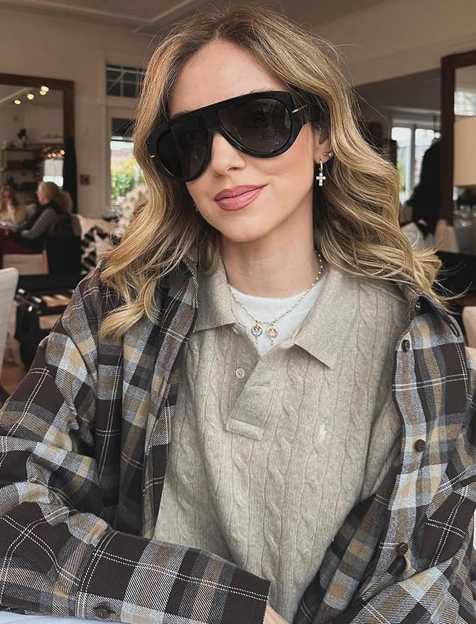 Oversized Retro Aviator Sunglasses - Image 3