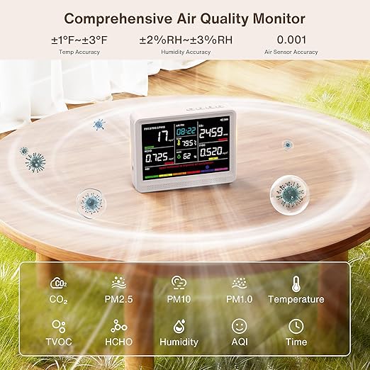 Professional 16 in 1 Air Quality Monitor Indoor 10h Battery & 5.5" Display 9 - Image 3