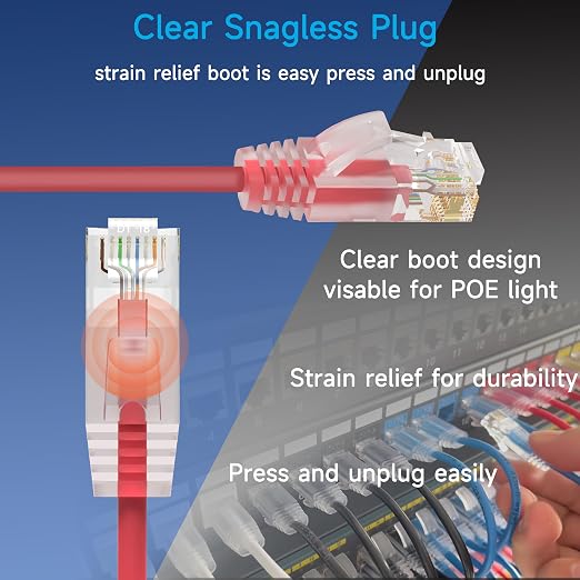 Cat6a Slim Ethernet Patch Cable 2 ft, Cat6a Patch Cable - Image 4
