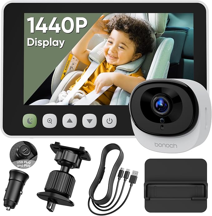 bonoch 5" 1440P Baby Car Camera, Backseat Rear Facing Mirror by bonoch