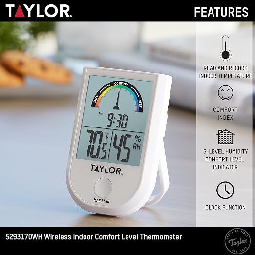 Taylor Digital Wireless Indoor Comfort Level Thermometer and Hygrometer - Image 5
