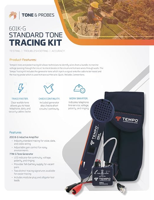 TEMPO 601K-G Standard Wire Tracer Electrical, Tone Generator and Probe Kit - Image 6