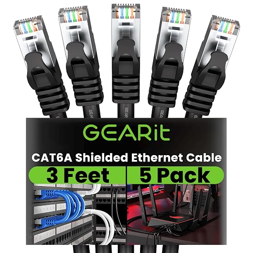 GEARit Cat6A Ethernet Cable 10Gbps Snagless Shielded SSTP, SFTP Shielded by GEARit