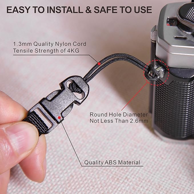 Padwa Lifestyle 8 Pcs Black Quick Release Camera Strap QD Loops Connector - Image 4