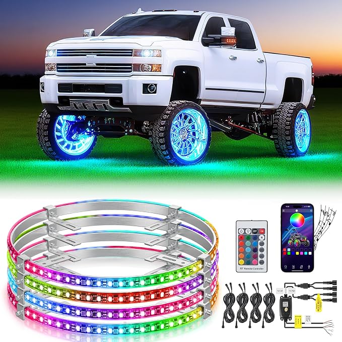 Nilight 4PCS 15.5inch LED Wheel Ring Lights RGB by Nilight